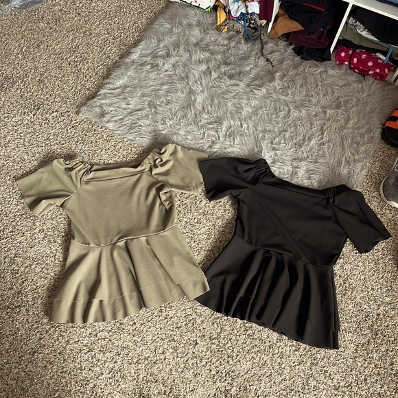 Boohoo Peplum Top Bundle Olive Green & Black - Picture 1 of 6